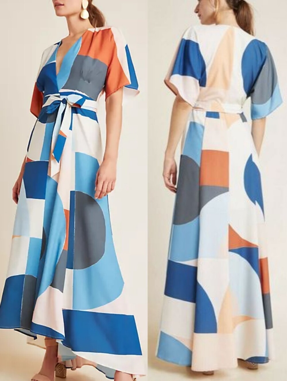 HUTCH Miro Gemma Wrap Maxi Dress In Blue Size 1X Plus